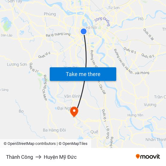 Thành Công to Huyện Mỹ Đức map