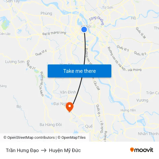 Trần Hưng Đạo to Huyện Mỹ Đức map