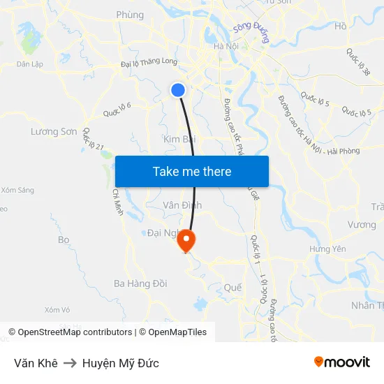 Văn Khê to Huyện Mỹ Đức map