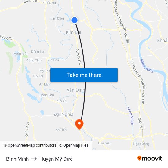 Bình Minh to Huyện Mỹ Đức map