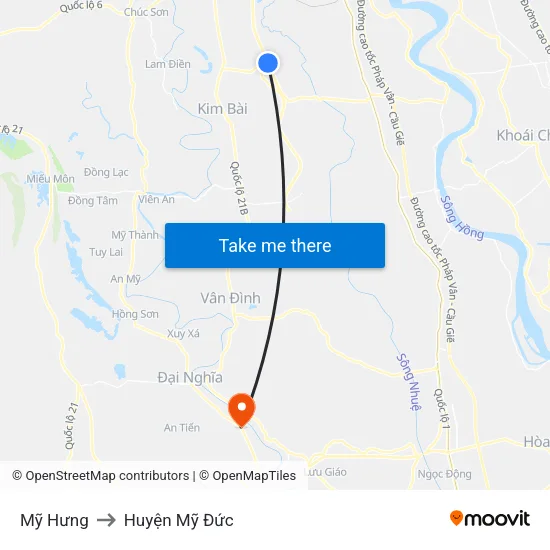 Mỹ Hưng to Huyện Mỹ Đức map