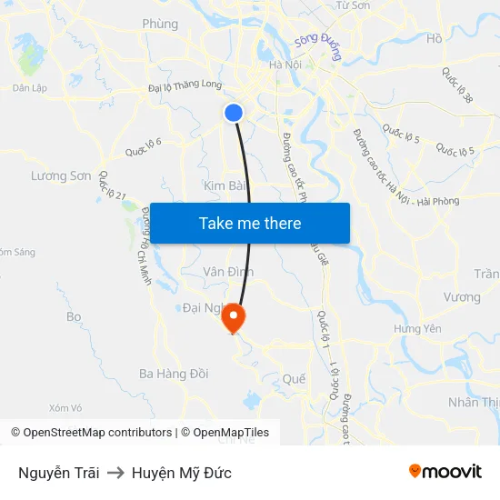 Nguyễn Trãi to Huyện Mỹ Đức map