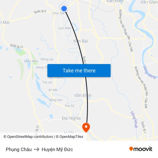 Phụng Châu to Huyện Mỹ Đức map