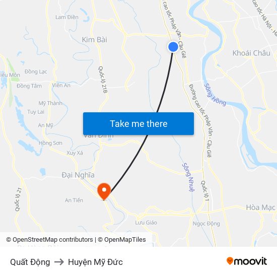 Quất Động to Huyện Mỹ Đức map