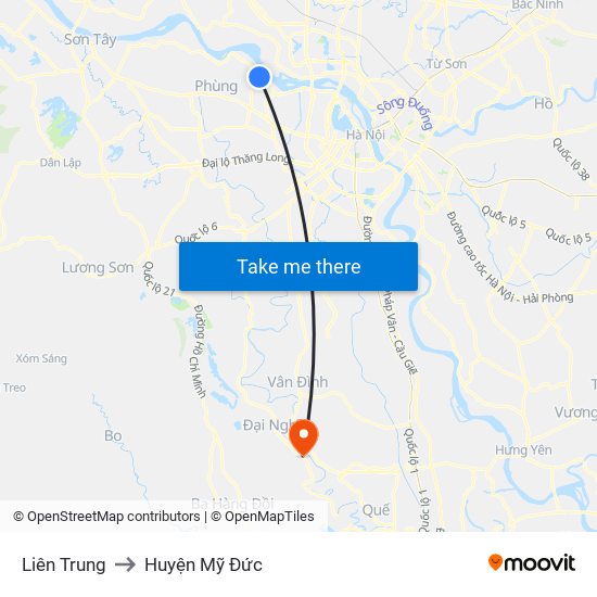 Liên Trung to Huyện Mỹ Đức map