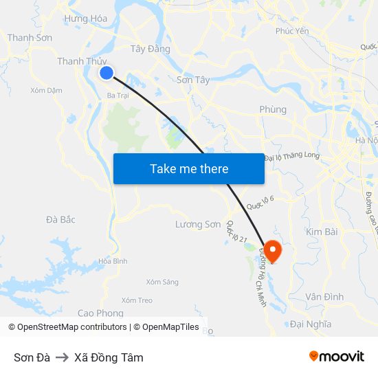 Sơn Đà to Xã Đồng Tâm map