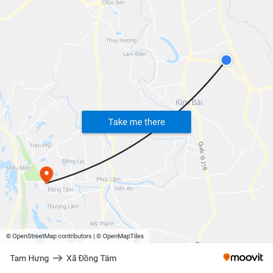 Tam Hưng to Xã Đồng Tâm map