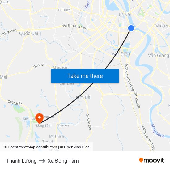 Thanh Lương to Xã Đồng Tâm map