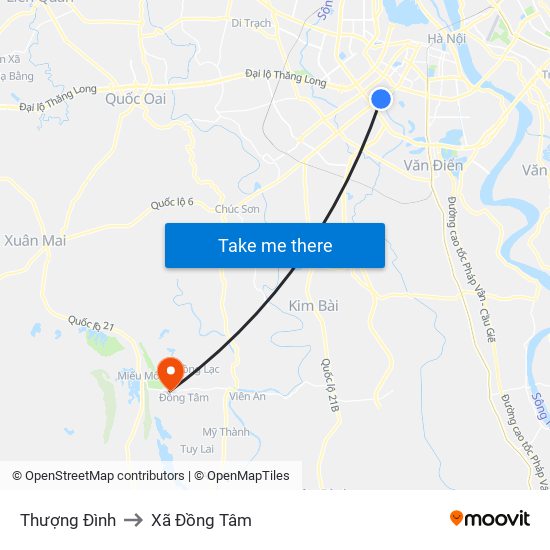 Thượng Đình to Xã Đồng Tâm map