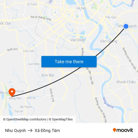 Như Quỳnh to Xã Đồng Tâm map