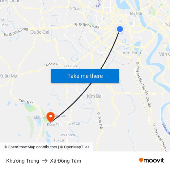 Khương Trung to Xã Đồng Tâm map