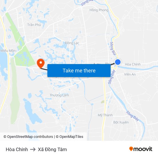 Hòa Chính to Xã Đồng Tâm map