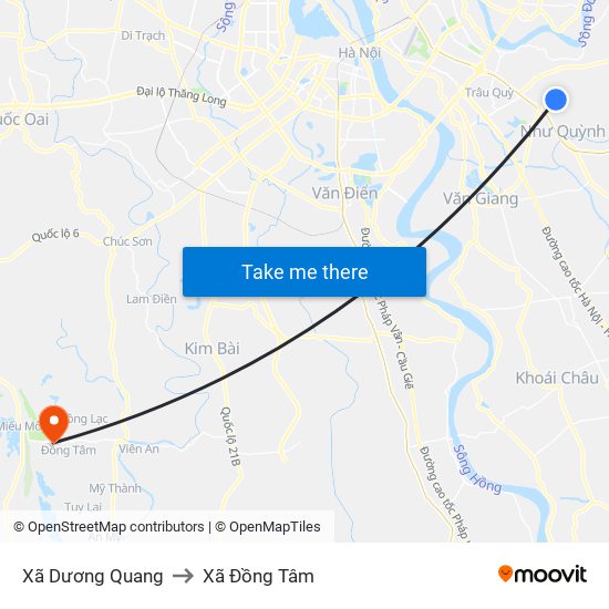 Xã Dương Quang to Xã Đồng Tâm map