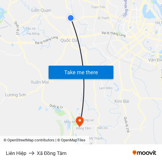 Liên Hiệp to Xã Đồng Tâm map