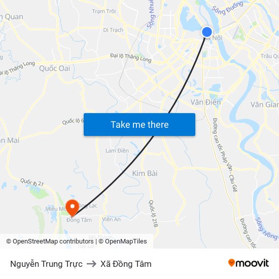 Nguyễn Trung Trực to Xã Đồng Tâm map