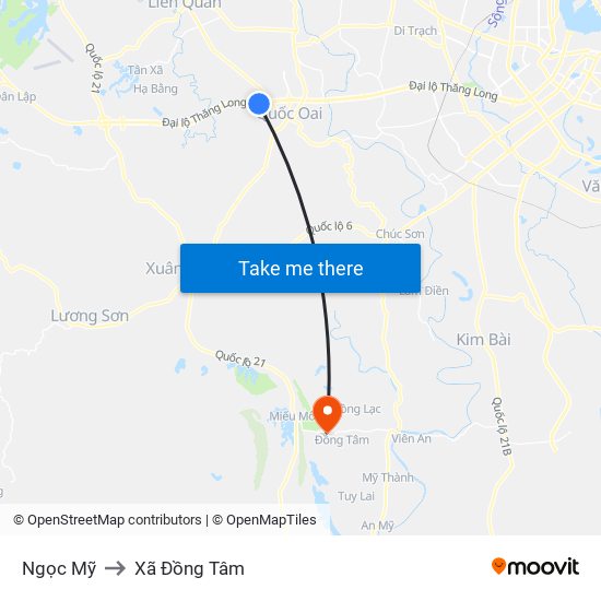 Ngọc Mỹ to Xã Đồng Tâm map