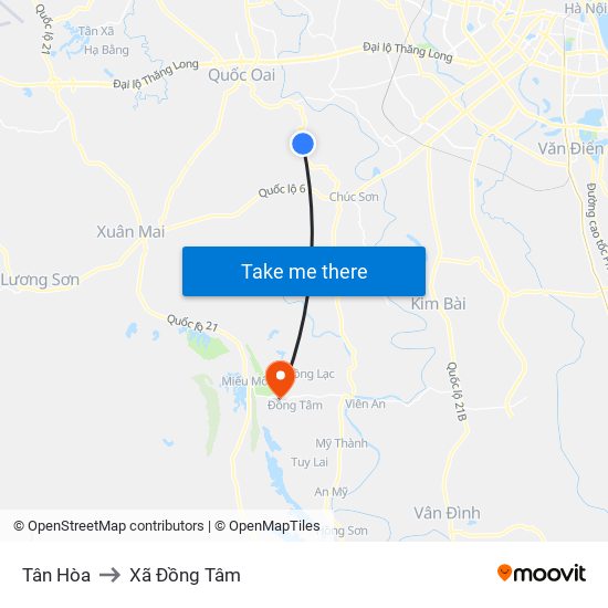 Tân Hòa to Xã Đồng Tâm map