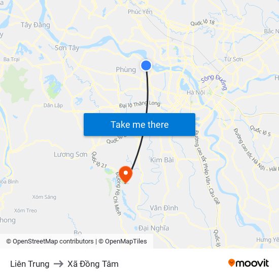 Liên Trung to Xã Đồng Tâm map