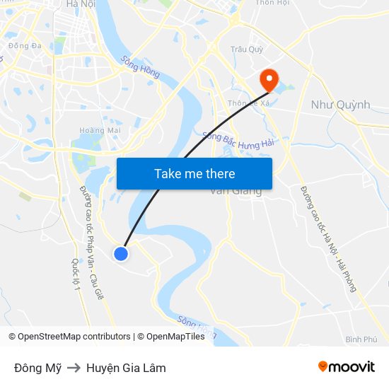 Đông Mỹ to Huyện Gia Lâm map