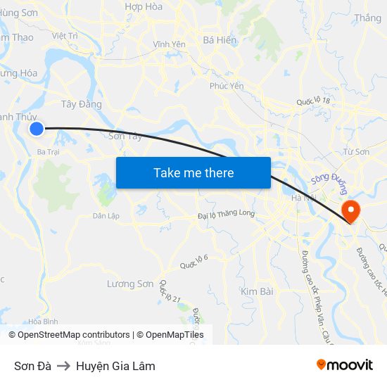 Sơn Đà to Huyện Gia Lâm map