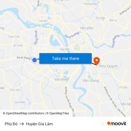 Phú Đô to Huyện Gia Lâm map