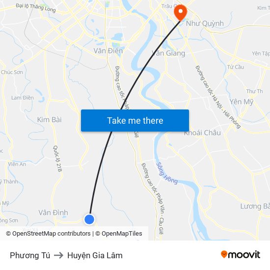 Phương Tú to Huyện Gia Lâm map