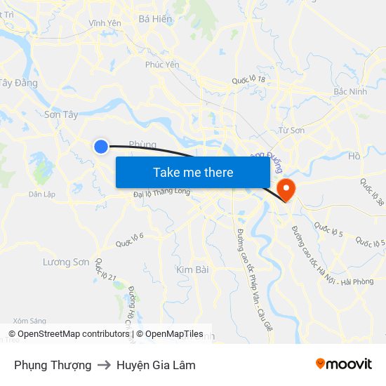 Phụng Thượng to Huyện Gia Lâm map