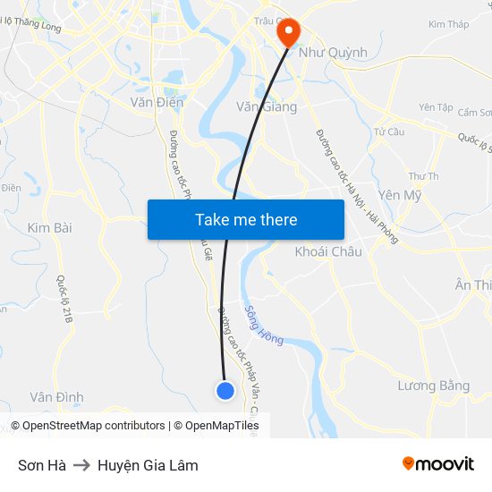 Sơn Hà to Huyện Gia Lâm map