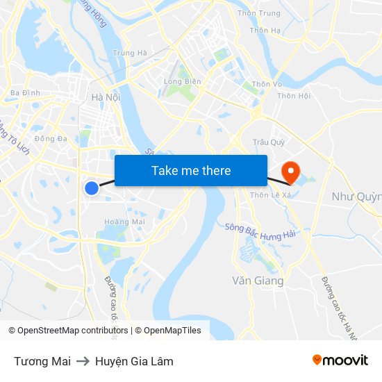 Tương Mai to Huyện Gia Lâm map