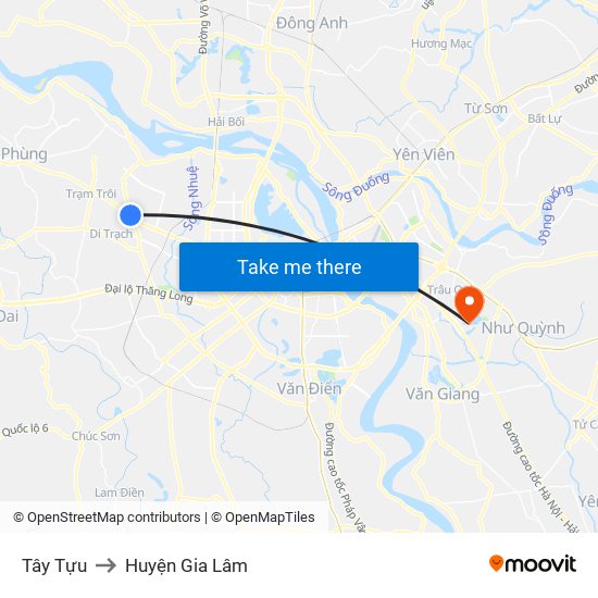 Tây Tựu to Huyện Gia Lâm map