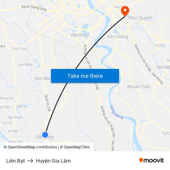 Liên Bạt to Huyện Gia Lâm map