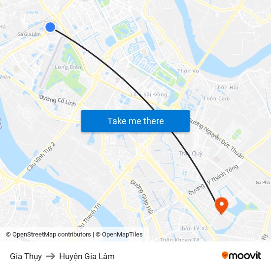 Gia Thụy to Huyện Gia Lâm map