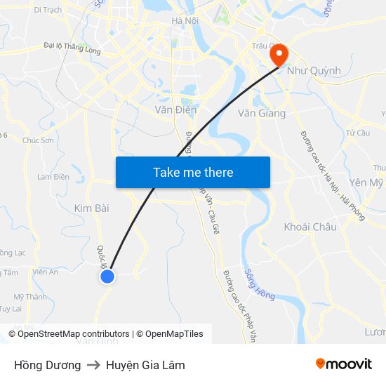 Hồng Dương to Huyện Gia Lâm map