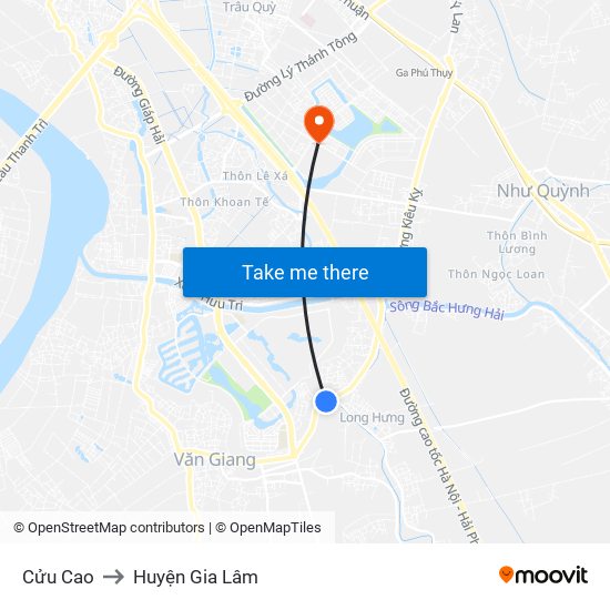 Cửu Cao to Huyện Gia Lâm map