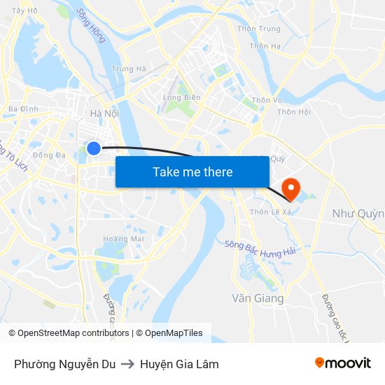 Phường Nguyễn Du to Huyện Gia Lâm map