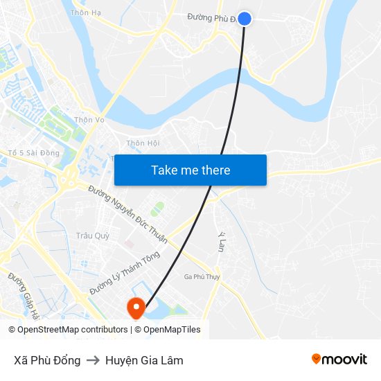 Xã Phù Đổng to Huyện Gia Lâm map