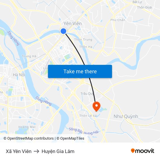 Xã Yên Viên to Huyện Gia Lâm map