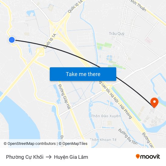 Phường Cự Khối to Huyện Gia Lâm map