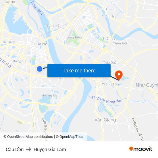 Cầu Dền to Huyện Gia Lâm map