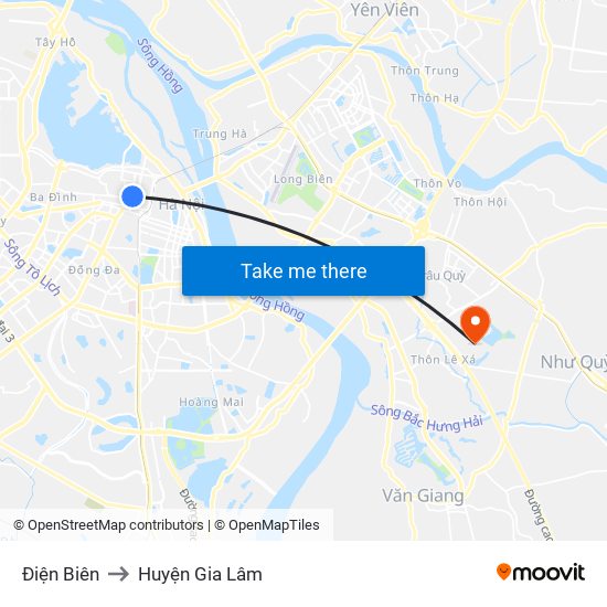 Điện Biên to Huyện Gia Lâm map