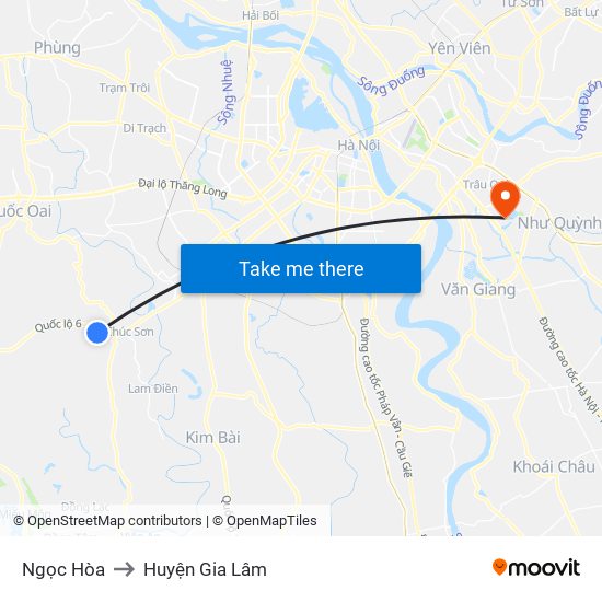 Ngọc Hòa to Huyện Gia Lâm map