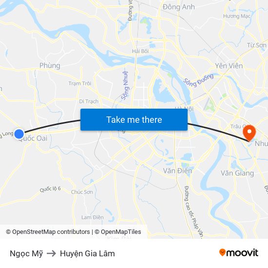 Ngọc Mỹ to Huyện Gia Lâm map