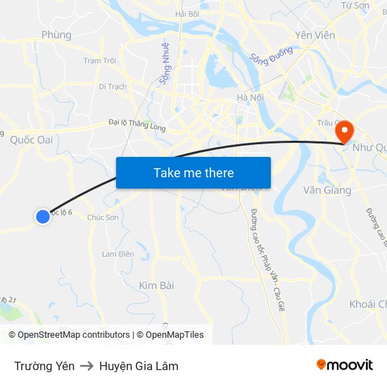 Trường Yên to Huyện Gia Lâm map