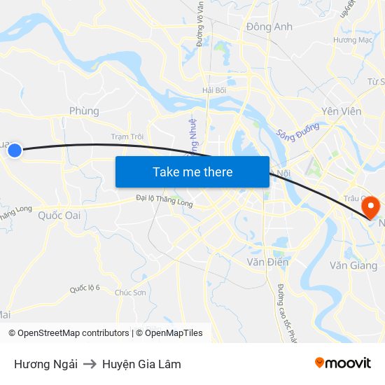 Hương Ngải to Huyện Gia Lâm map