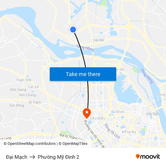 Đại Mạch to Phường Mỹ Đình 2 map