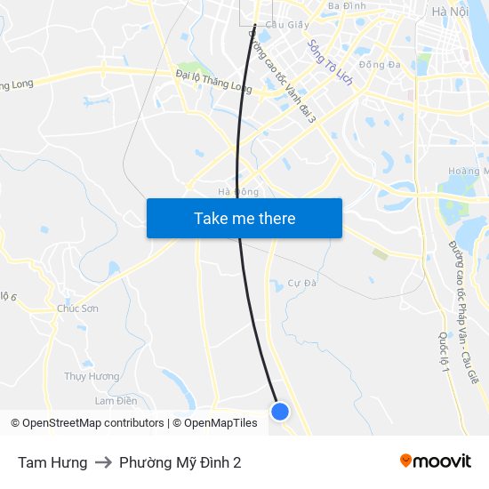 Tam Hưng to Phường Mỹ Đình 2 map