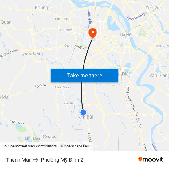 Thanh Mai to Phường Mỹ Đình 2 map