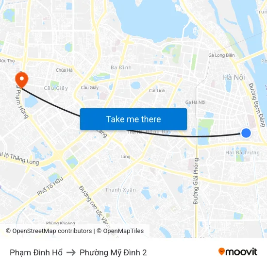 Phạm Đình Hổ to Phường Mỹ Đình 2 map