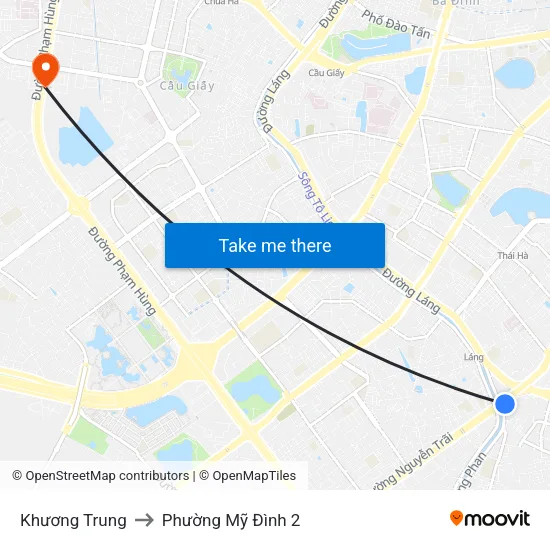 Khương Trung to Phường Mỹ Đình 2 map