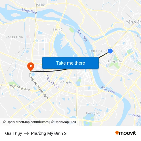 Gia Thụy to Phường Mỹ Đình 2 map